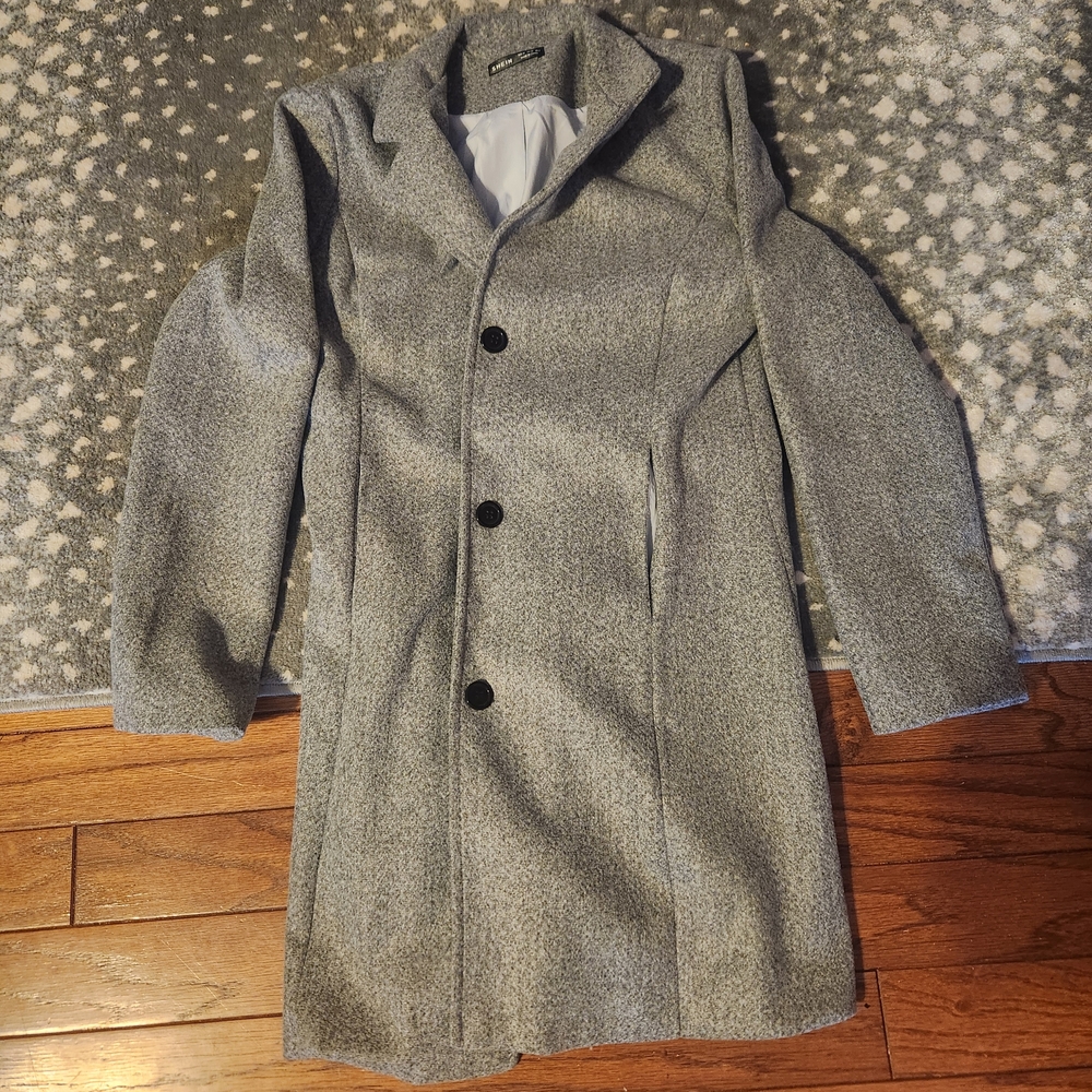 SHEIN Women's Gray Pea Coat